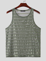 Mens Striped See Through Sleeveless Casual Vest SKUK63278