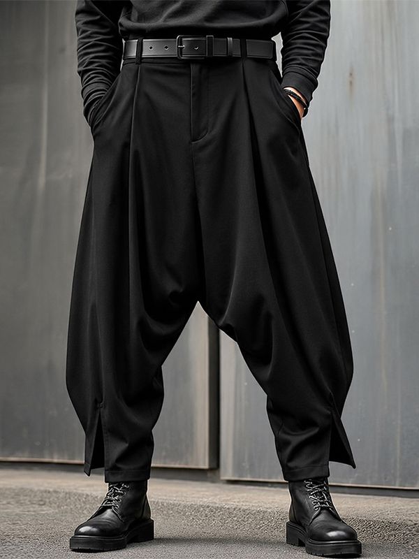 Men's Smart Luxury City Walk High-Drape Loose Fit Baggy Pant SKUL85935