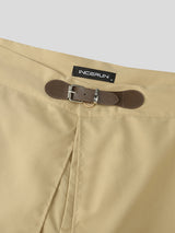 Mens Solid Color Layered Casual Short SKUL08487