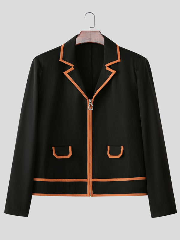 Men's Contrast Edge Casual Long Sleeve Jacket SKUL26089