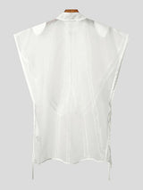 Men's Asymmetric Cutout Strap Stand Collar Cropped Waistcoat SKUL54771