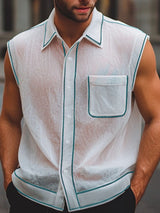 Men's Outline Sheer Sleeveless Shirt SKUL17954