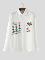Men's Floral Embroidered Textured Long Sleeve Shirt SKUL29774