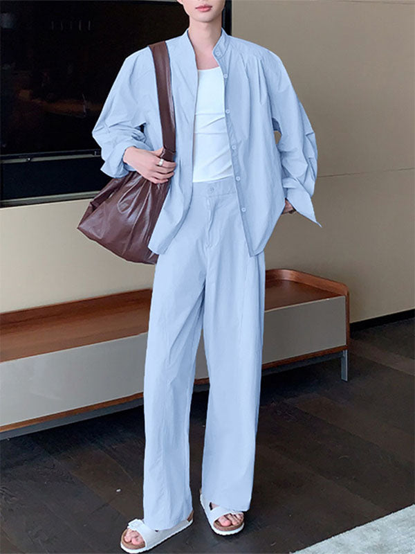 Men's Minimalist Solid Color Casual Two Pieces Outfit SKUL30478