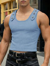 Men's Studded Strap Textured Cropped Tank SKUL57683