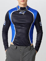 Mens Slim-Fit Contrast Long-Sleeve Bodysuit SKUK81206