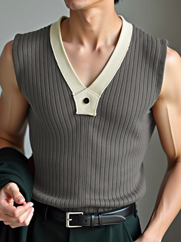 Mens Solid Color Textured Casual Tank SKUL18013