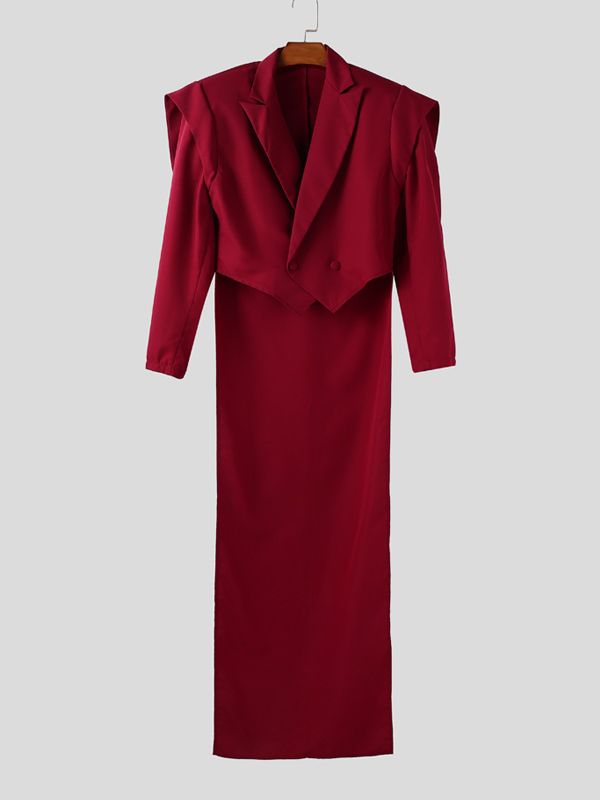 Men's Deconstructed Wide Shoulder Tail Casual Blazer SKUL41340