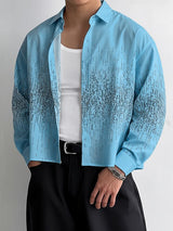 Men's Minimalist Print Cropped Long Sleeve Shirt SKUL38531