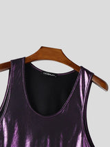 Men's Y2K Retro Metallic Shimmer Crushed Two Pieces Outfit SKUL56610