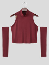 Men's Solid Knit Mock Neck Casual Tank SKUL22780