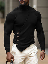 Men's Irregular High Neck Long Sleeve T-Shirt SKUL31987