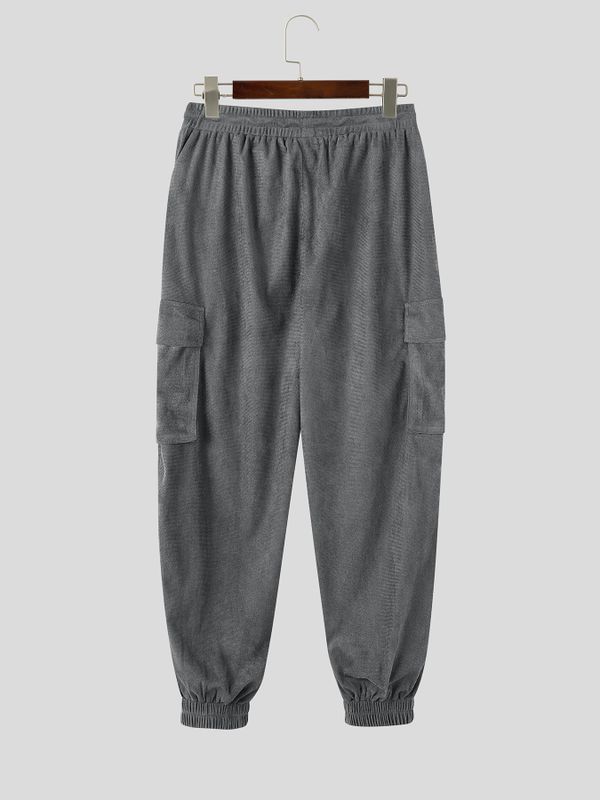 Men's Japanese Workwear City Walk Corduroy Cargo Flap Pocket Cuffed Pant SKUL84772