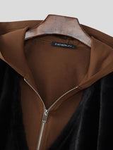 Men's Faux Fur Patchwork Hooded Long Sleeve Jacket SKUL42266