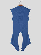 Men's Irregular Hem Textured Crew Neck Tank SKUL43005