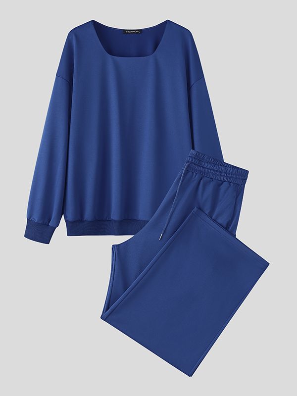 Men's Simple Solid Color Casual Two Pieces Outfit SKUL50057