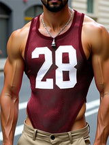 Men's Number Print Sheer Mesh Bodysuit SKUL18796