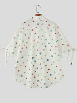 Men's Floral Print Bow Tie Half Sleeve Shirt SKUL41031