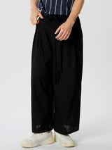 Mens Solid Pleated Cotton Wide Leg Pants SKUK32728