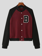 Mens Street Fashion Letter Patchwork Baseball Jacket SKUK81857