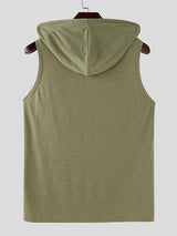 Mens Casual Solid Color Hooded Tank SKUK77336