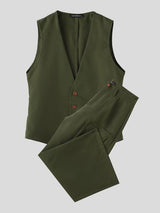 Men's Solid Color Casual Two Pieces Outfit SKUL40256