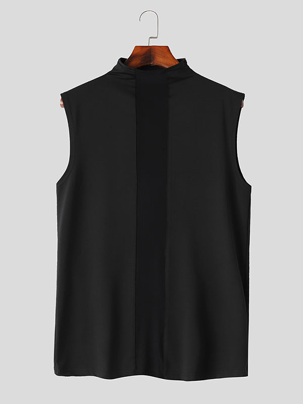 Mens Patchwork Cutout See Through Sleeveless Vest SKUK48116