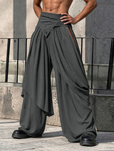 Men's Avant-Garde Asymmetrical Wrap Draped Slit Wide Leg Pant SKUL71320