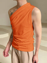 Mens Stylish Deconstructed Solid Color Sleeveless Tank SKUK67169