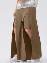 Mens Solid Layered Split Wide Leg Pants SKUJ95023