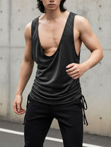 Men's Party Style Shiny Low Neck Tank SKUL51920