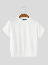 Mens Solid Color Cropped Short Sleeve T-Shirt SKUL11807