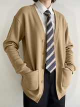 Men's Solid Color Casual Long Sleeve Cardigan SKUL24825