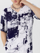 Mens Print Loose V-Neck T-Shirts SKU909068