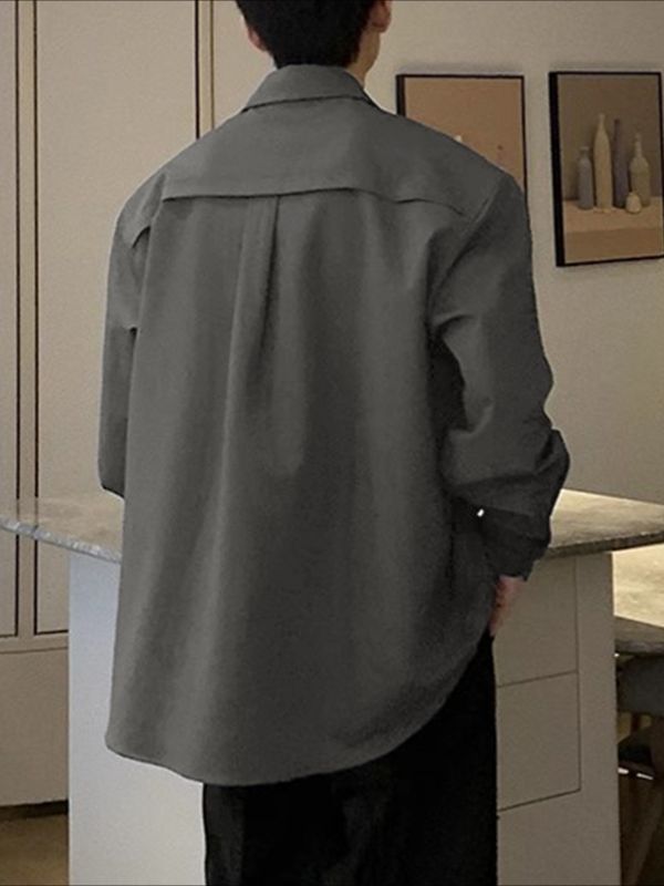 Men's Solid Color Casual Long Sleeve Shirt SKUL37259