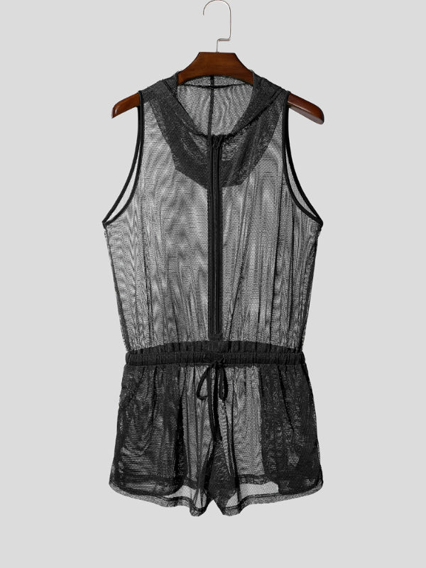 Men's Solid Sheer Mesh Bodysuit SKUL19021