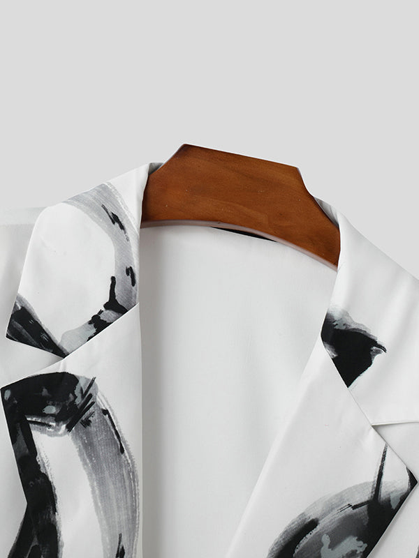 Mens Letter Print Short Sleeve Blazer SKUL06342