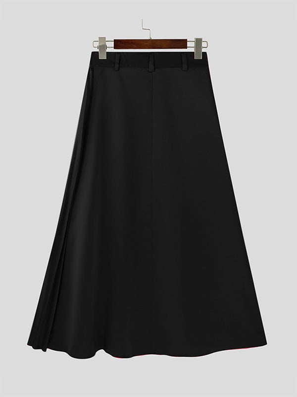 Mens Elegant Pleated Long Midi Skirt SKUK90363
