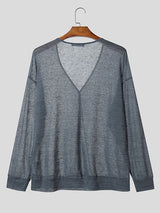 Men's Solid Color Sheer Casual Long Sleeve Cardigan SKUL39017