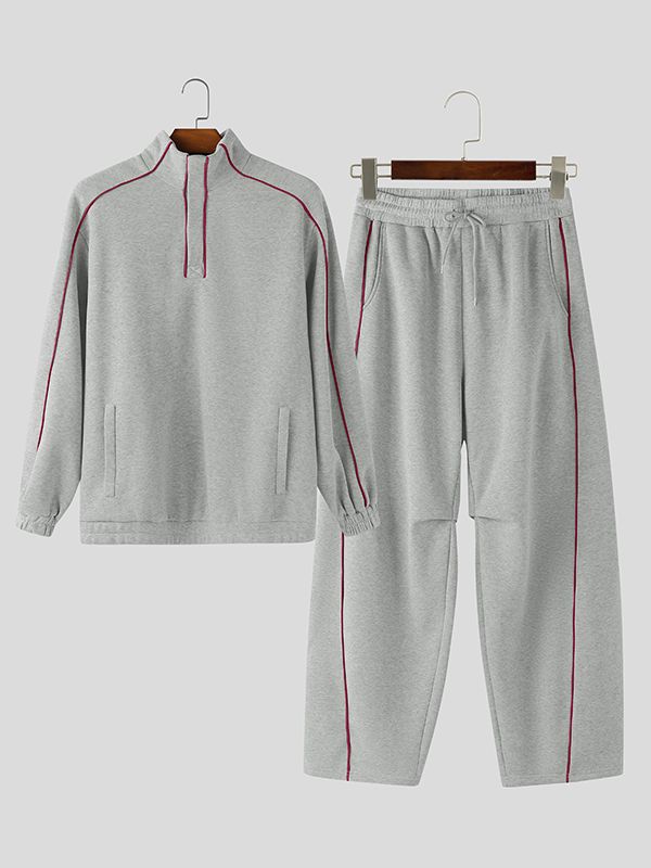 Men's Sport Style Contrast Trim Two Pieces Outfit SKUL48664