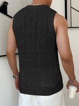 Mens Windowpane Pattern See Through Sleeveless Vest SKUK54942