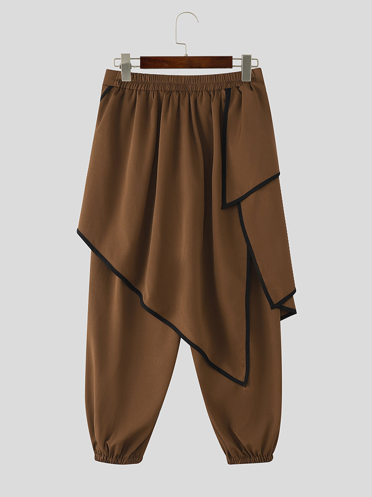 Men's Solid Color Irregular Hem Casual Pant SKUL31522