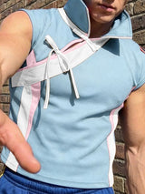 Men's Color Block Tie Casual Tank SKUL54458