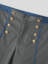 Men's Avant-Garde Victorian Double-Breasted High-Waist Contrast Tailored Pant SKUL77991