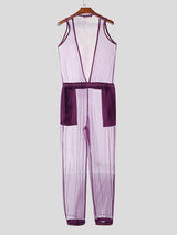 Mens Solid Color Sheer Mesh Jumpsuit SKUL11900