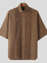 Men's Avant-Garde Accordion-Pleated Batwing Shirt SKUL50543
