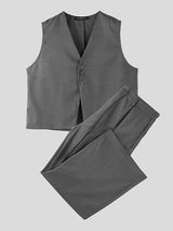 Mens Solid Color Sleeveless Vest Two Pieces Outfit SKUK99803