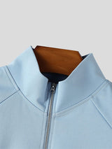 Men's Solid Color Zip Long Sleeve T-Shirt SKUL42367