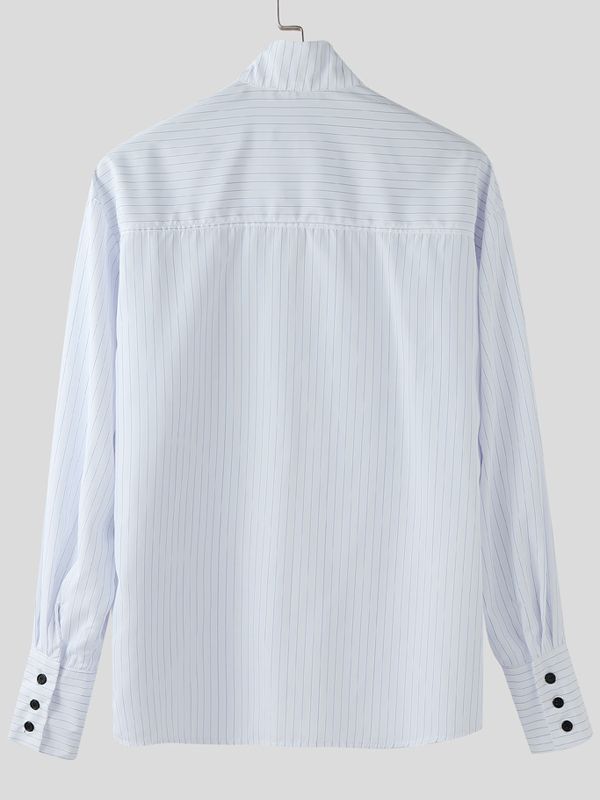 Men's Striped Irregular Long Sleeve Shirt SKUL36393