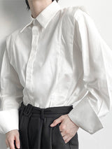 Mens Shoulder Ruffled Concealed Placket Casual Shirts SKUI73783